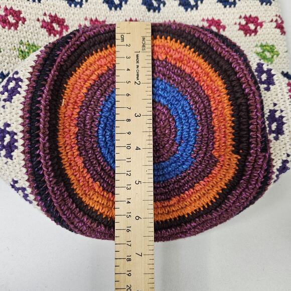 Guatemalan Zippered Crochet Knit Hobo Bag Multicolor Purse Boho Colorful - Picture 3 of 7
